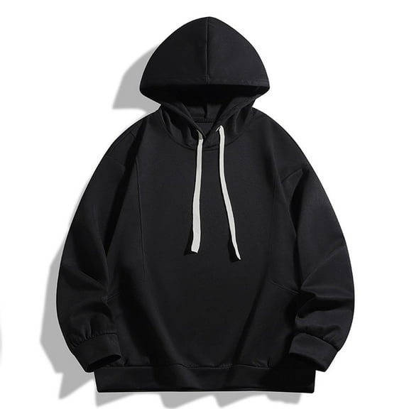 SYMOID Hoodies for Men Black Plain Clothes for Men Fall and Winter Sweatshirt Pullover Lightweight