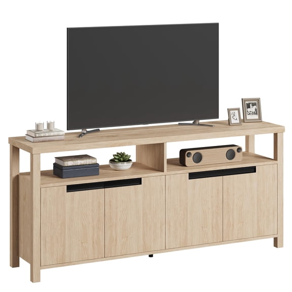 63 Inch Farmhouse TV Stand - Fits 70 Inch TV, Entertainment Center with Storage & Open Shelf for Living Room