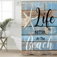 thumbnail image 4 of Shower Curtain Bathroom Set Starfish Summer Beach Better Life Waterproof Fabric Shower Curtains with Grommets&Hooks Farm Vintage Wood Board Privacy Bath Curtain for Bathtub 72x84in, 4 of 7