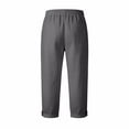 thumbnail image 4 of iHPH7 Capri Pants for Women 2026 Summer Cotton Linen Casual Straight Wide Leg Loose Drawstring Elastic Waist Cropped Trouser Dark Gray L, 4 of 4