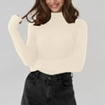 thumbnail image 2 of TEAJOPSUU Women's Fall Winter Turtleneck Sweaters form Fitted Long Sleeve Pullover Sweater Ribbed Knit Basic Tops Beige, 2 of 8