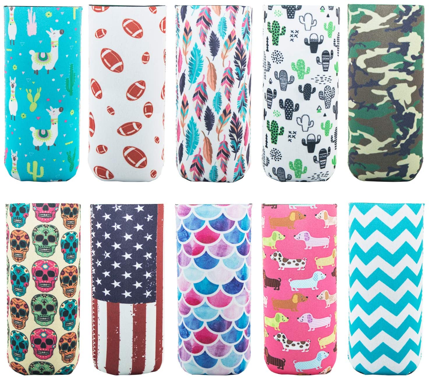 KCSD 10 Pieces Slim Beer Can Sleeves Beer Can Cooler Covers Fit for