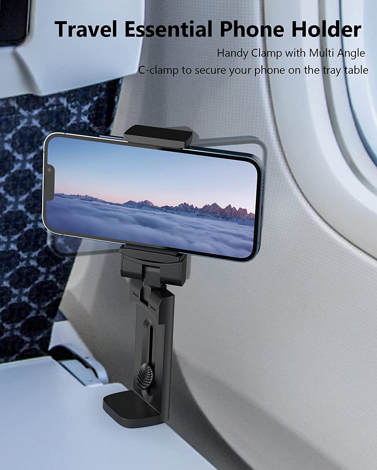 XUNICUTE Airplane Phone Holder Mount, Universal Seat Back Tray Table  Airplane Travel Essentials for Flying with 360°Rotating, Handsfree Plane  Phone