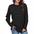 thumbnail image 3 of Aboser Womens Casual Long Sleeve Shirts Trendy Crew Neck Shirt Tops Loose Fit Plain Tshirts Comfortable Soft Classic Shirts Solid Color Pullover Top Black L, 3 of 7