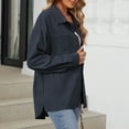thumbnail image 6 of Inleife Women's Flip Collar Jackets Button Pocket Fall And Winter Long Sleeve Loose Blouse Coat, 6 of 6