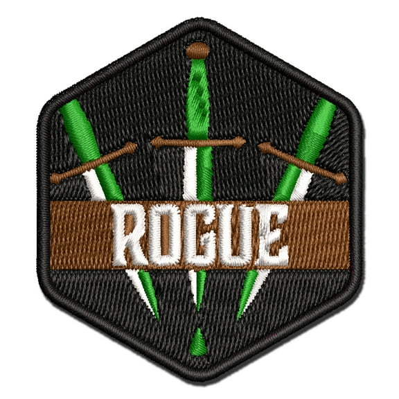 RPG Class Rogue Daggers Games Fantasy Gaming Applique Multi-Color Embroidered Iron-On Patch - 2.5 Inch Small