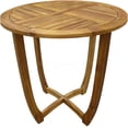 thumbnail image 6 of Outdoor Round Acacia Wood Side Table with Slat Tabletop, Teak Finish, 6 of 10