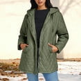thumbnail image 2 of Miluxas Women Winter Padded Cotton-Padded Button Jacket Long Sleeve Hooded Cotton-Padded Jacket Outdor Warm Coat with Pockets Army Green XL(XL), 2 of 5