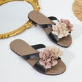 thumbnail image 6 of Abomasnow Women's Round Toe Flower Flat Sandals Soft Boho Open-Toe Slip On Flat Sandals Summer Beach Vacation Slippers, 6 of 9