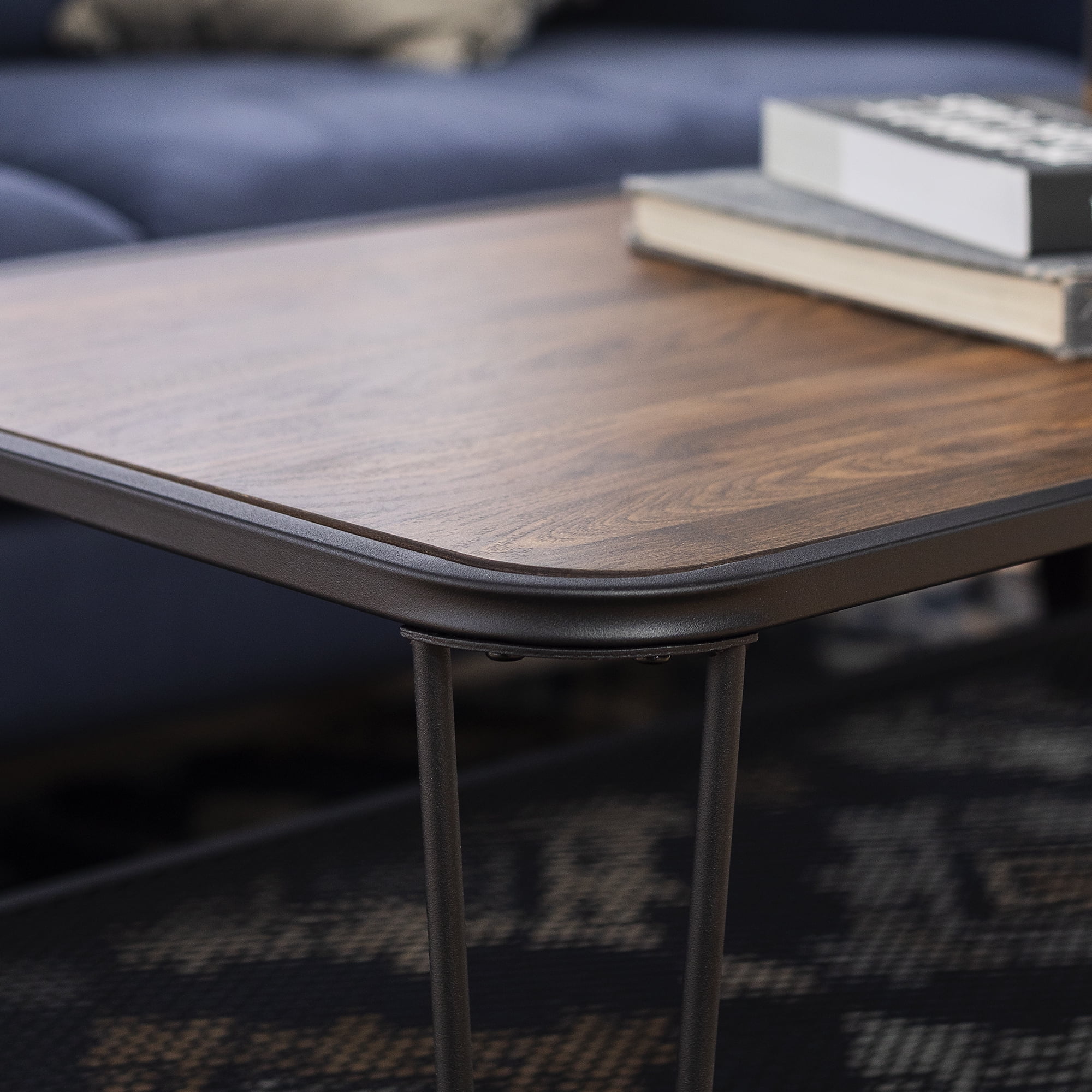 Manor Park Industrial Modern Wood Coffee Table, Dark Walnut