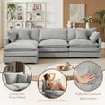thumbnail image 5 of CARZZI LIFE Modular Sectional Sofa, 102 Inch L Shaped Couch Set with Armrests, 3-Seater Comfy Cloud Couches for Living Room Apartment, Gray, 5 of 11