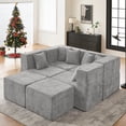thumbnail image 4 of BEHOST 130" U-Shaped Modular Sectional Sofa, 6-Piece Cloud Couch with 2 Movable Ottomans, Extra Deep Seat Chenille Sleeper Sofa, Flexible Oversized Modern Sofa Set for Living Room,Chenille Light Gray, 4 of 10