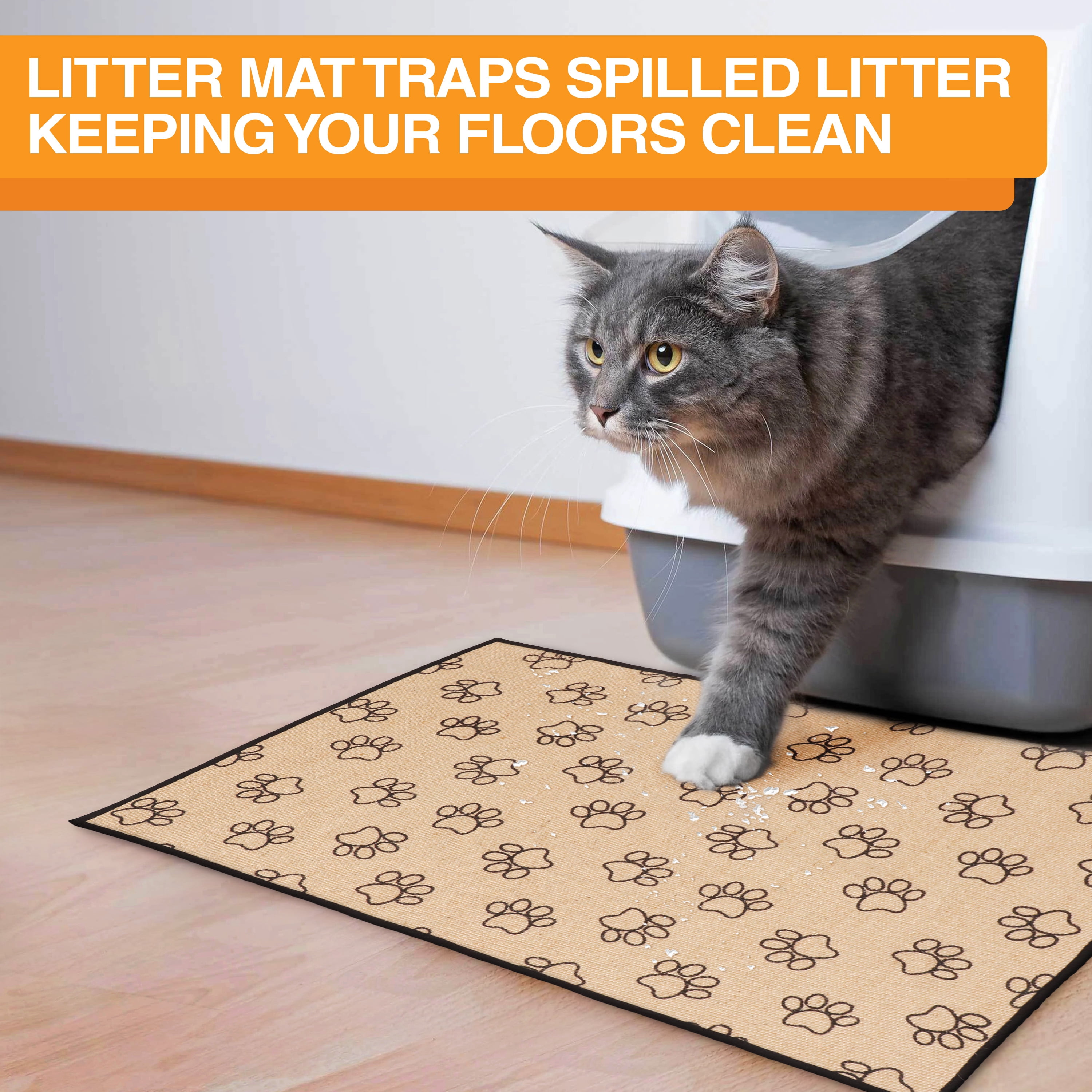 Neater Pets Jute Litter Trapping Mat, Paw Print, 24" x 36"