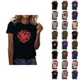 thumbnail image 1 of T-shirts de la Saint-Valentin pour Femmes 2026 à la Mode Manches Courtes Col Rond avec Cœur Graphique, 1 of 4