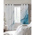 thumbnail image 3 of Marble Blue Blackout Curtains, Light Blocking Print Window Curtains, Gold White Modern Gradient Ocean Wavy Ripple Thermal Insulated Window Drapes for Living Room 2 Panels, 84"W x 84"L, 3 of 9