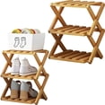 thumbnail image 2 of 4 Tier Bamboo Shoe Rack,Portable Folding Shoe Storage Rack,Without Installation Small Shoe Rack Perfect for Corridors, Bedrooms and Small Spaces (1/2/3/4/5 Tier), 2 of 4