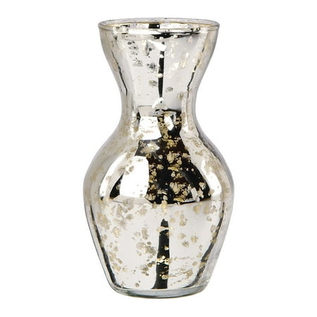 Decor Vases Mini Vintage Mercury Glass Vase (4.5-Inch, Adelaide Cone Top Design, Silver) - Decorative Flower Vase - For Home Decor, Party Decorations, and Wedding Centerpieces ()