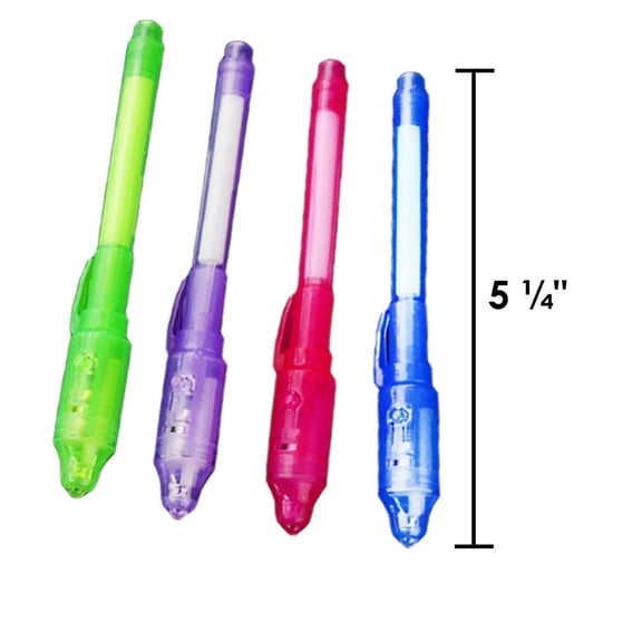 Clearance Under $1.69! 4PCS Invisible Ink Pens with UV Light, Secret Message Marker Gadget Set, Plastic, for Fun & Games, (One Size, Hot Pink)