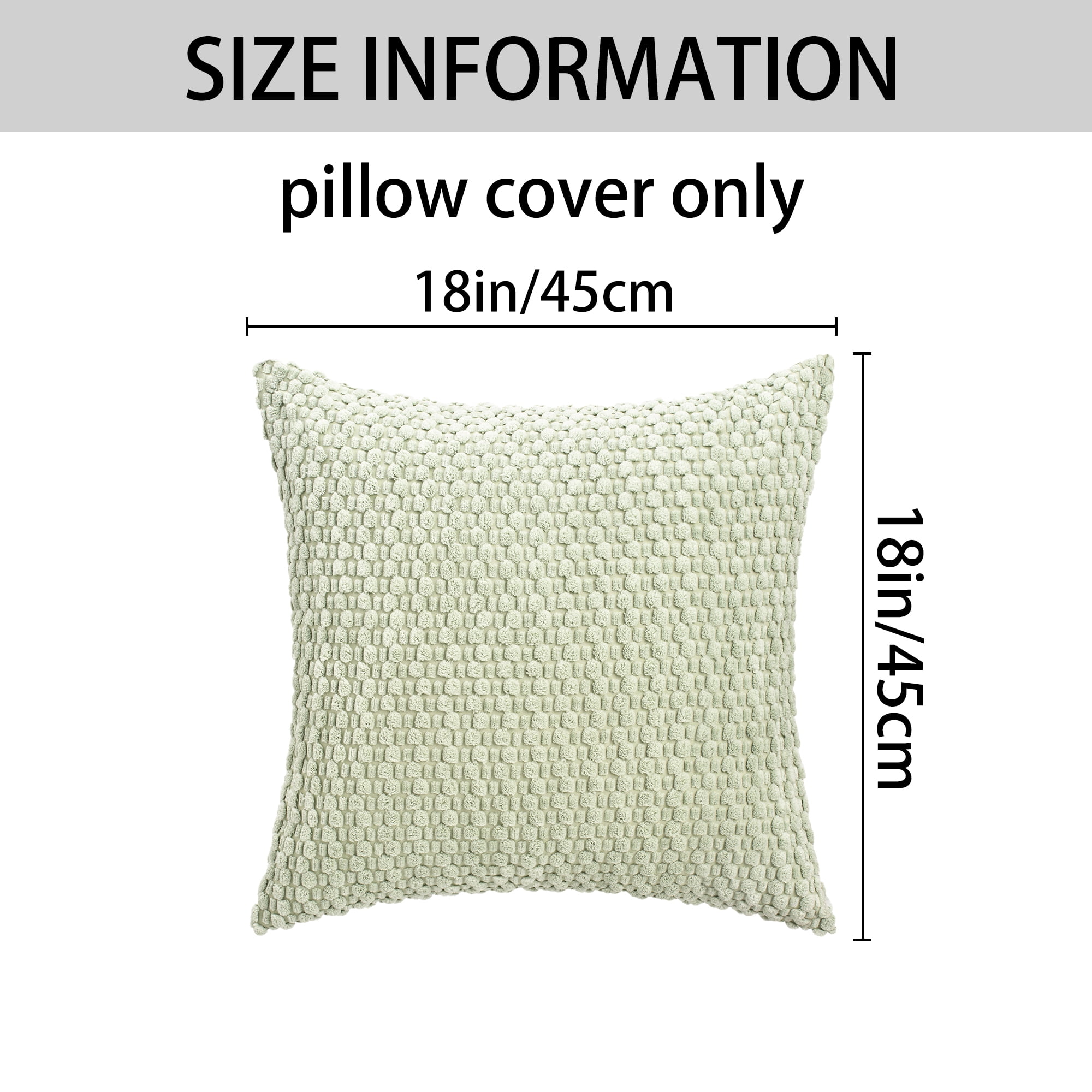 Unique Bargains Corduroy Throw Pillow Covers Set of 2 Light Green 18" x 18"
