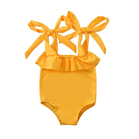 

Gubotare Baby Swimsuit Shoulder Girl Kids Bikini Toddler Tie Beachwear Swimwear Girls Swimwear Swimsuit Girls 7-16 Yellow 2-3 Years