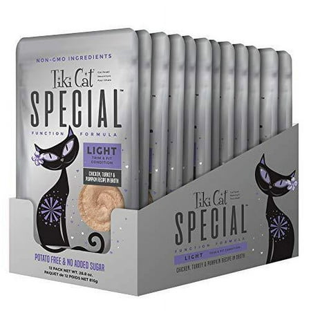 UPC: 0693804480248 | tiki pets cat special mousse wet cat food light trim and fit condition chicken turkey and pumpkin recipe in broth 12 pouches  2.4oz