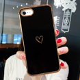 thumbnail image 2 of for iPhone 8 Case iPhone 7 Case iPhone SE Case 2020/2022 Women Girls, Cute Heart Electroplated Design, Full Camera Lens Protective Soft TPU Phone Case for iPhone SE 2020/2022, Black, 2 of 6