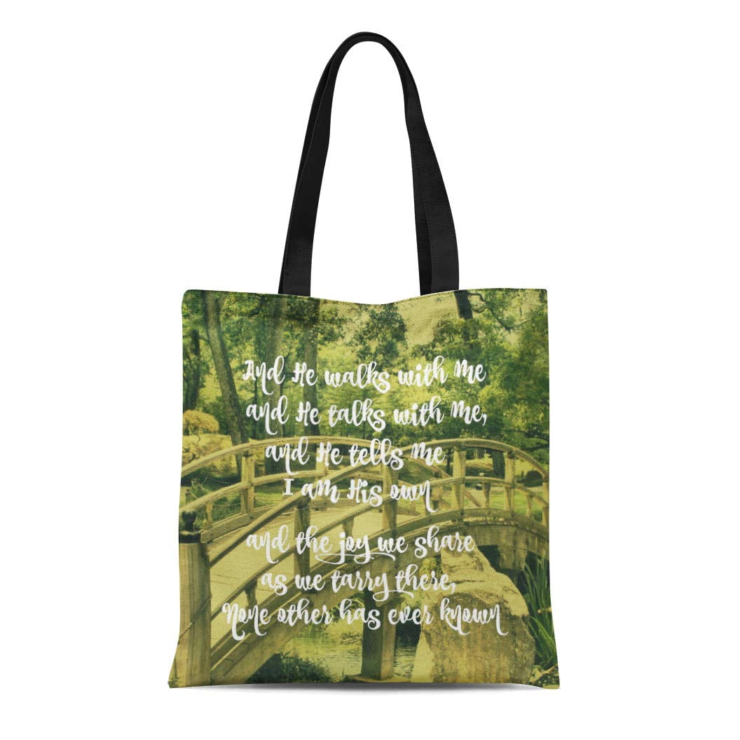 HATIART Canvas Tote Bag Faith Inspirational and He Walks Me the Garden Gospel Reusable Handbag Shoulder Grocery Shopping Bags Walmart