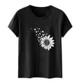 thumbnail image 5 of Women's T Shirts Clothes $5.00 Flower Black Fashionable Printed Short Sleeved T-shirt Top, 5 of 5