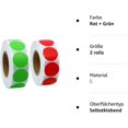 thumbnail image 4 of Dotted Labels 25mm Self-adhesive Natural Paper 2 Rolls Green + Red, 4 of 5