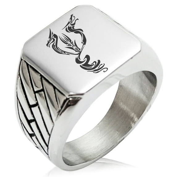 Stainless Steel Menacing Hydra Geometric Pattern Biker Style Polished Ring