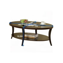 Oval Birch Wood Coffee Table with Ample Shelf & Espresso Finish