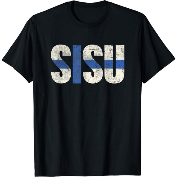 Sisu Finland Flag Vintage Graphic Tee for Men Women Short Sleeve Shirt