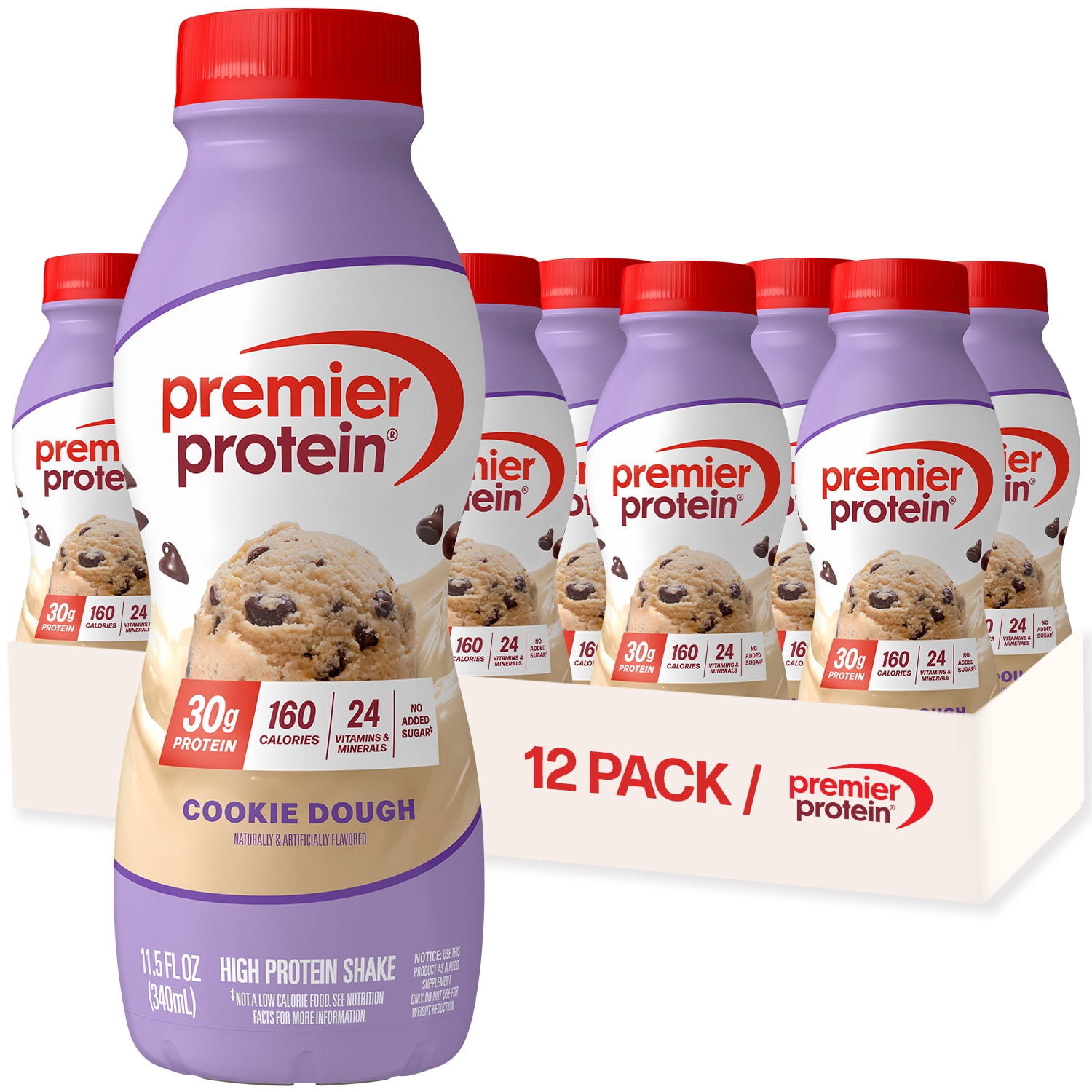 (2 pack) Premier Protein Shake, Cookie Dough, 30g Protein, 11.5 fl oz, 12 Ct