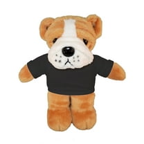 Made by Aliens Personalized Floppy Bulldog -with Black Tee- Stuffed Animal Plush Toy-Custom Text on Shirt- Perfect Gift for Valentine Day- Graduation Day- Birthday 8 inches