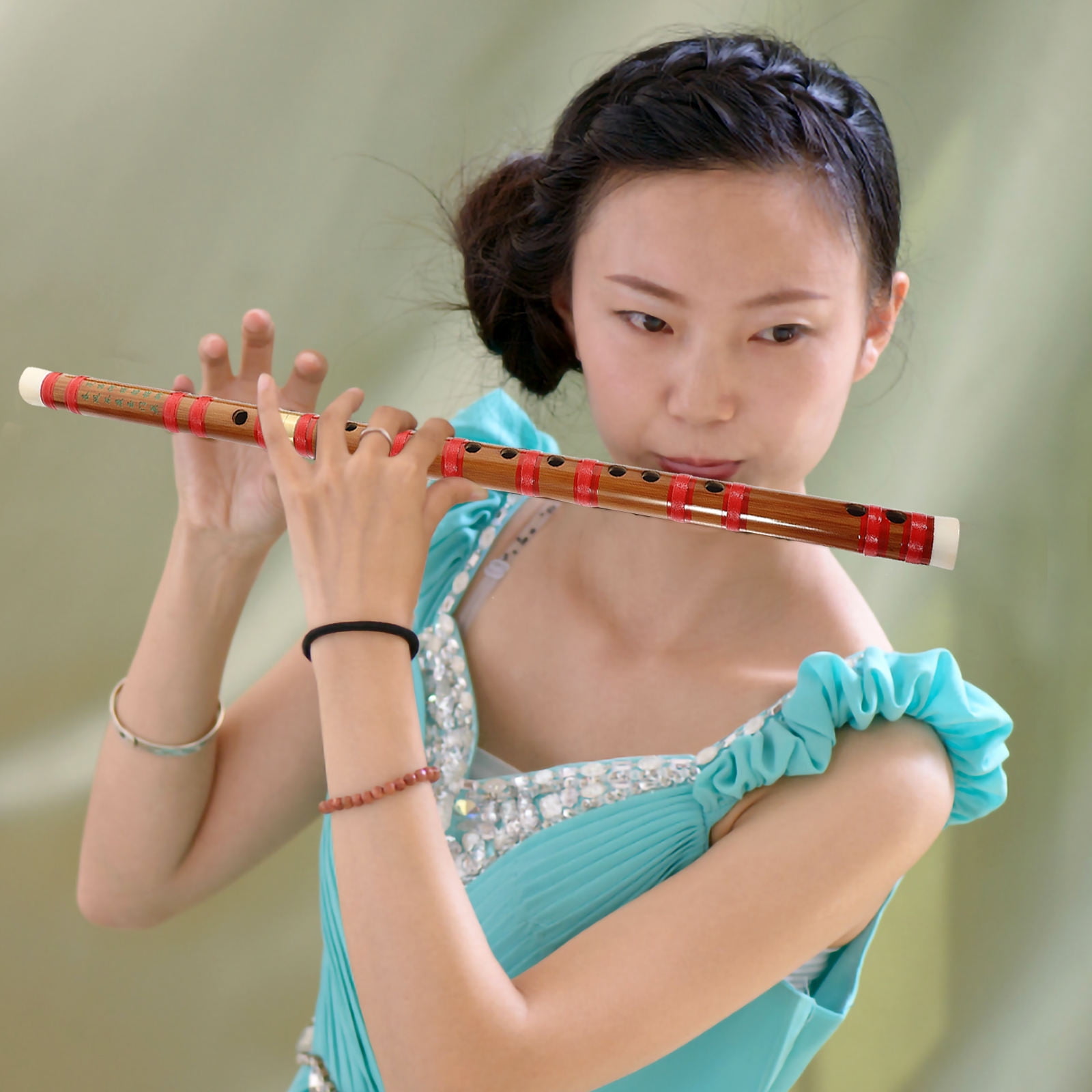 BRIGHTFUFU 1 Pc Cylindrical Bamboo Flute Chinese Instrument for Beginners with Professional Tone Holes