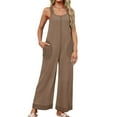 thumbnail image 4 of FAIWAD Rompers for Women Casual Knit Sleeveless Wide Leg Long Pants Overalls Summer Loose Jumpsuit with Pockets, 4 of 8