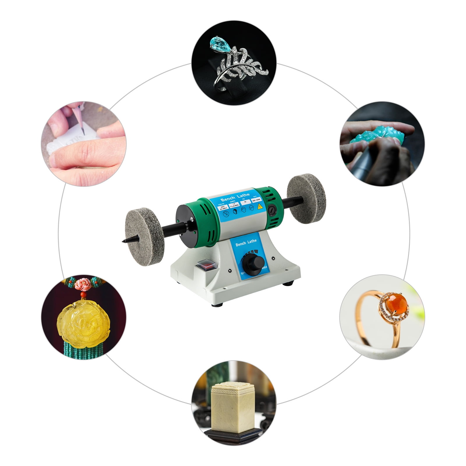 Dwellnix Variable Speed Bench Grinder Jewelry Polisher Polishing Machine Craft Buffing US