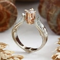 Rings for Women Exquisite Rose Gold Rose Floral Ring Silver Flower