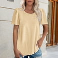 thumbnail image 2 of DondPO Womens Tees Women's Round Neck Puffed Sleeve Hole Hollow Short Sleeve Casual T Shirt Top Plus Size Tops Cotton Tshirts for Women, 2 of 5