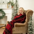 thumbnail image 3 of Arcturus 50''x60'' Wool Throw Blanket for Couch, Warm Classic Red Tartan Plaid Tassel Throw, 3 of 6
