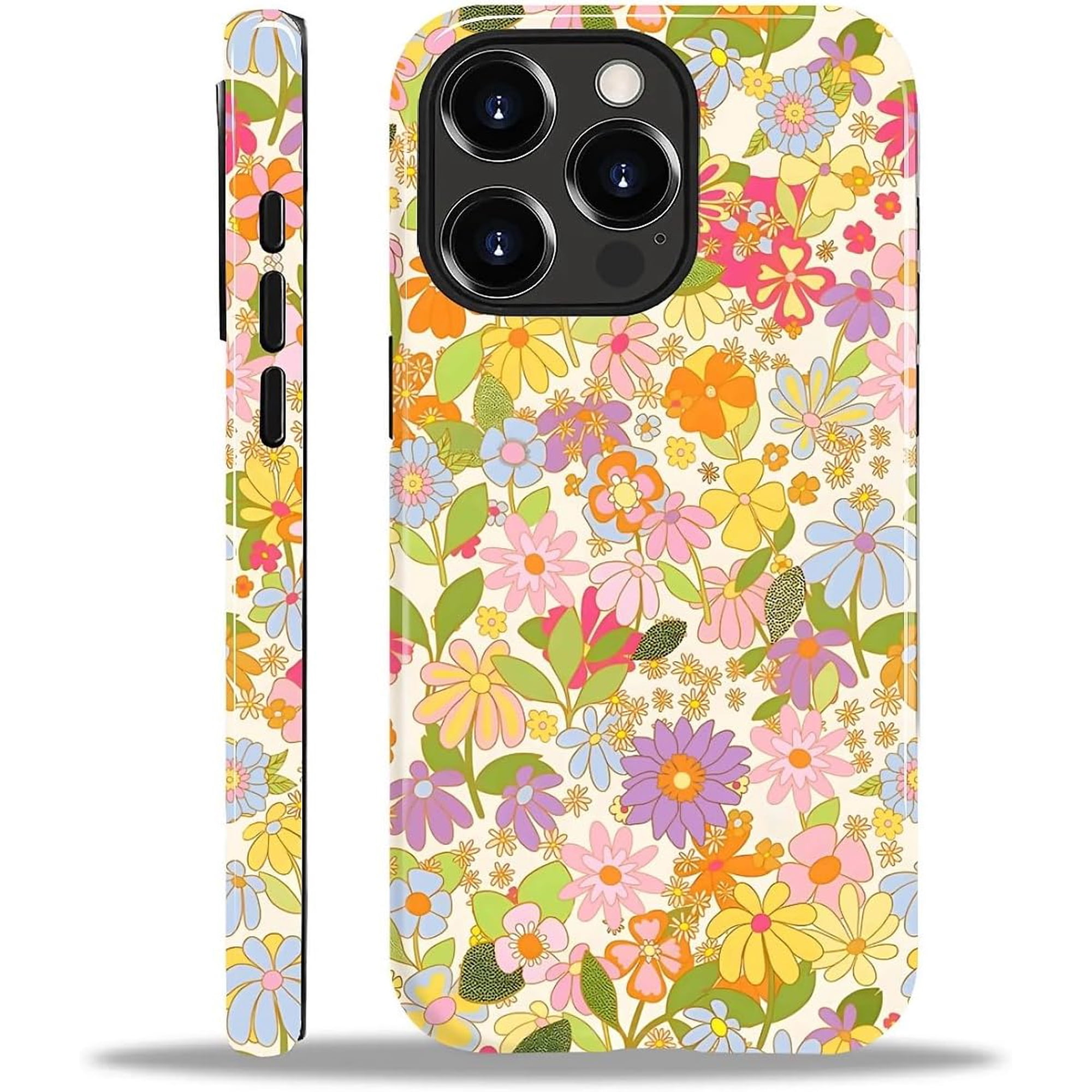 Case for iPhone 13 Pro, Lovely Phone Case for Girls Women, Scratch Resistant Shockproof Protective Cover-Fresh and Colorful Flowers