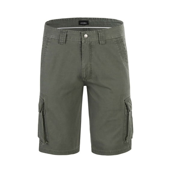 Krumba Men's Cotton Pigment Dyeing Outdoor Casual Cargo Shorts Green Size 40