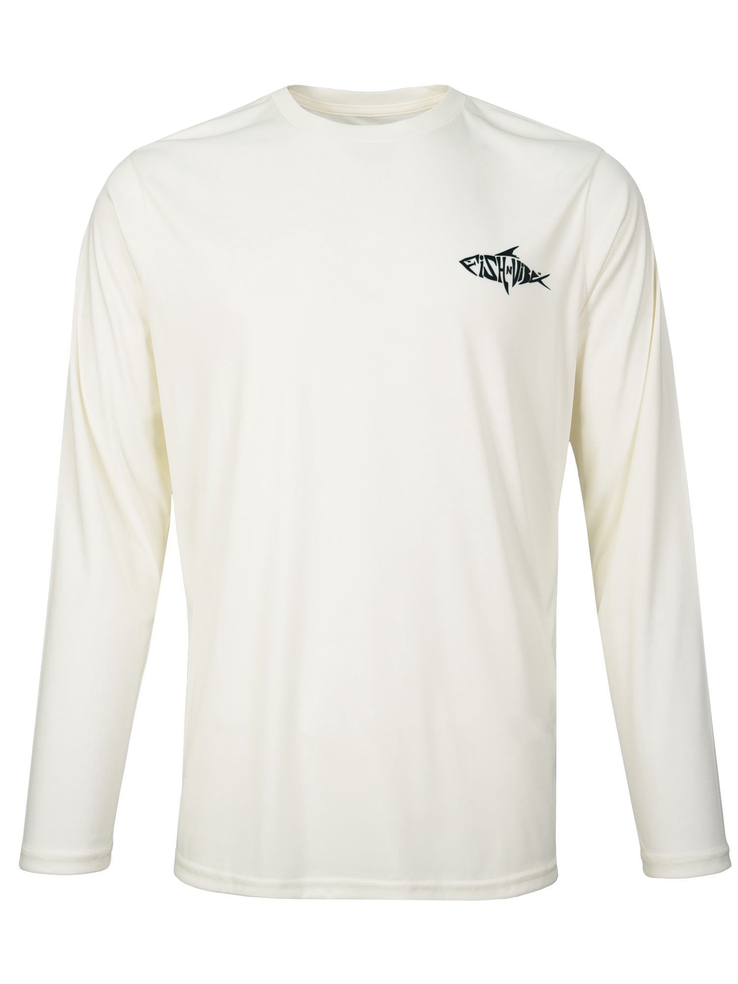 Fish N Vibe Men's Long Sleeve Performance Fishing Graphic Tee, Cream Swirly Rainbow Trout, Medium