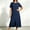Dark Blue, variant on IUYRTFE Women's Short Sleeve Round Neck Midi Dress Side Slit Pockets Cotton Linen Summer Casual Tunic Dress