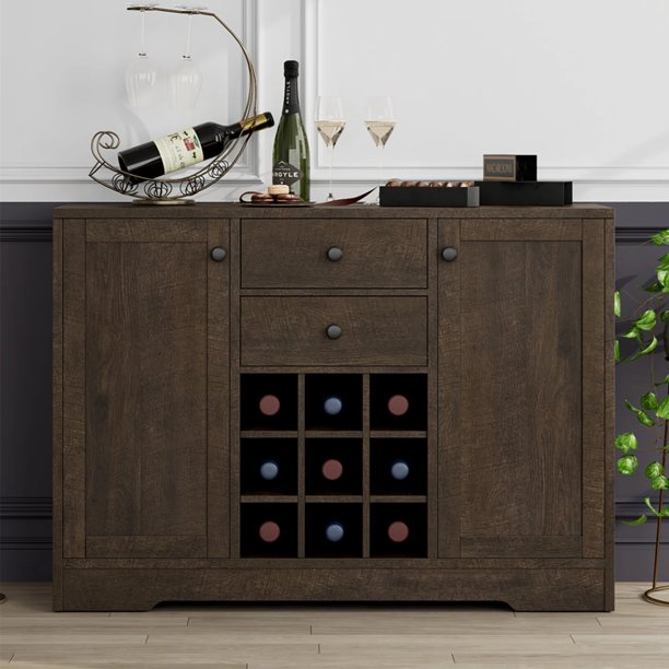 Homfa Sideboard Buffet with 2 Drawers and Wine Bar