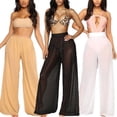 thumbnail image 2 of Honganda Women Wide Leg Long Pants High Waist Perspective Loose Beach Trousers, 2 of 2