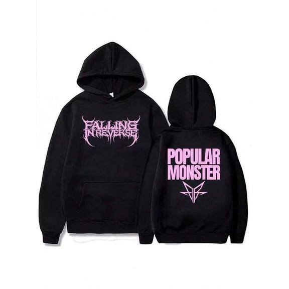 Album Popular Monstour Printing Hoodies Falling In Reverse Rock Band Sweatshirts Winter Hooded Long Sleeve Pullovers Moletom MenFashionable Women's ClothingMixed Wear For Men And Women, Same Style Fo