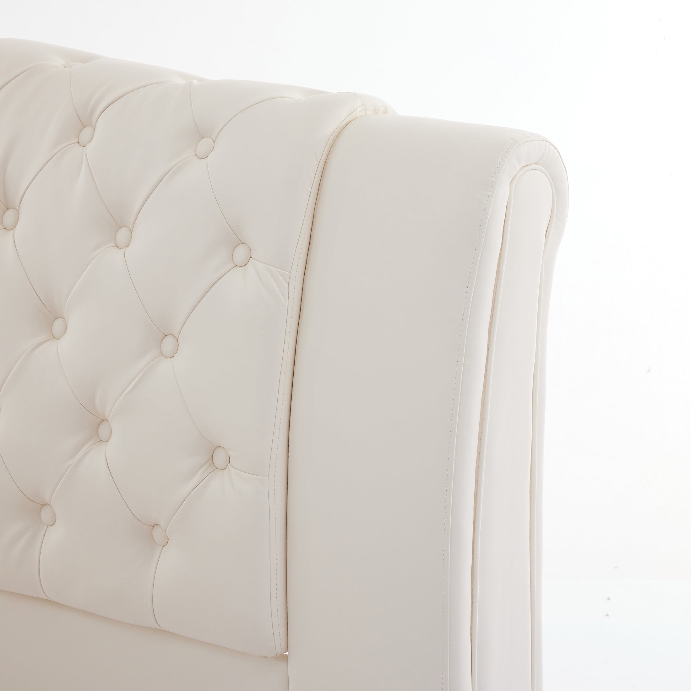 Christopher Knight Home Luxury King Button Tufted Platform Bed with Tall Headboard, PU Upholstered, Beige