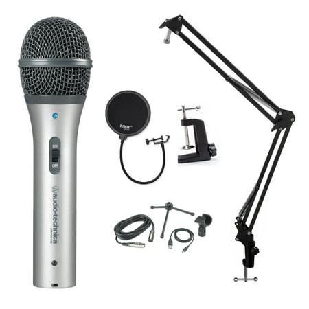 Audio-Technica Microphone with Knox Gear Pop Filter, Boom Arm and Shock