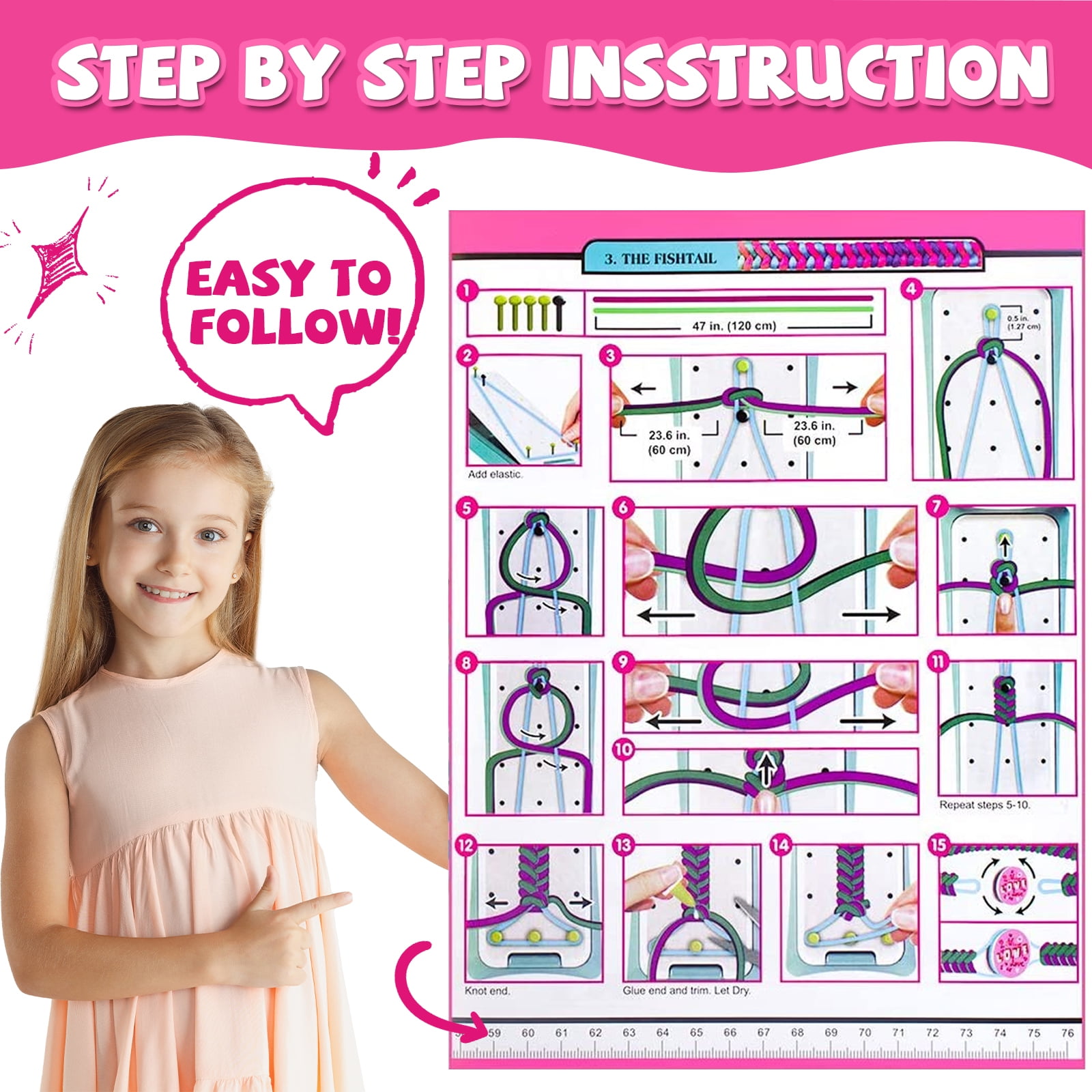 JUGAAD LIFE Friendship Bracelet Making Kit for Girls, 2 Charm Bracelet Making kit for Kids Ages 6-12, Arts and Crafts String Maker Tool, Birthday Gifts for Teen Girl, Party Activity Set